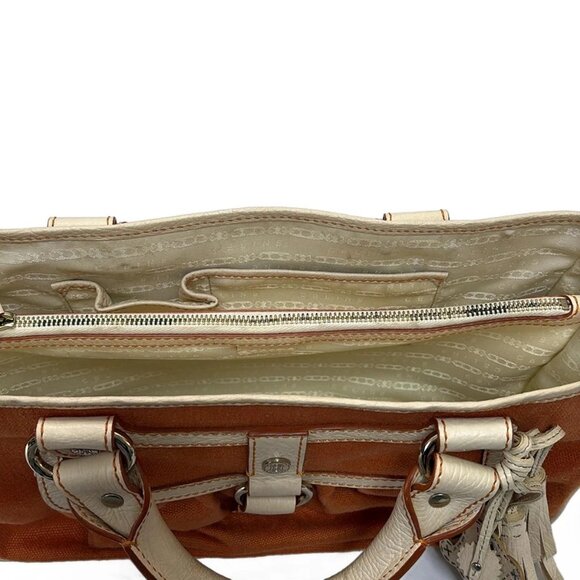 Auth CELINE Boogie Bag - Orange White Canvas Leather Handbag - Picture 7 of 10